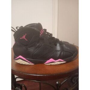 Nike Air Jordan 7 Girls Retro High Top Black Pink 442961-018 Kids Size 2Y